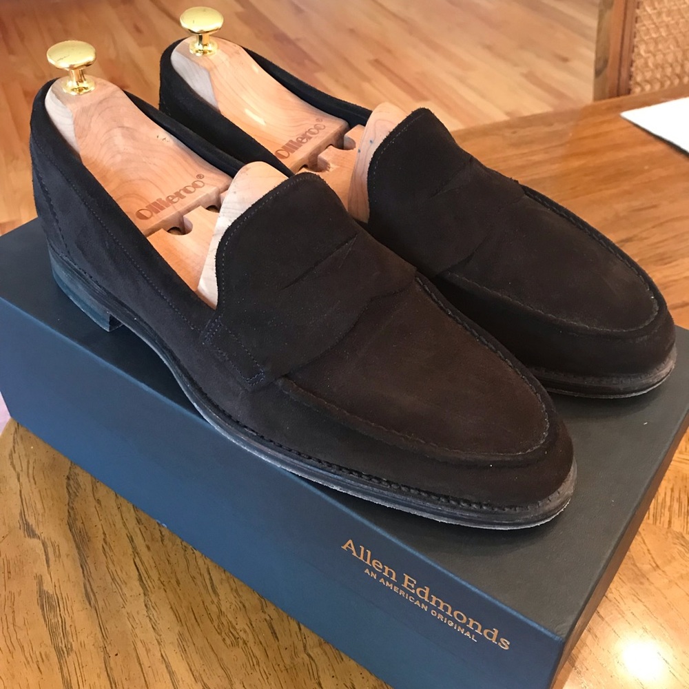 Allen Edmonds Mercer Street Dark Brown Suede Shoes